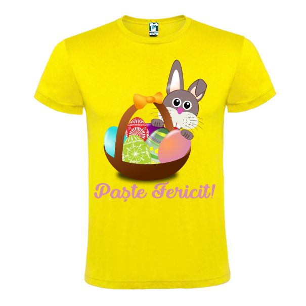 Tricou galben barbati IEPURAS DE PASTE CU COS