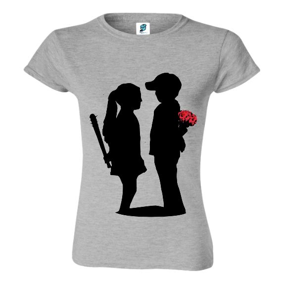 Tricou gri personalizat Boy meets girl
