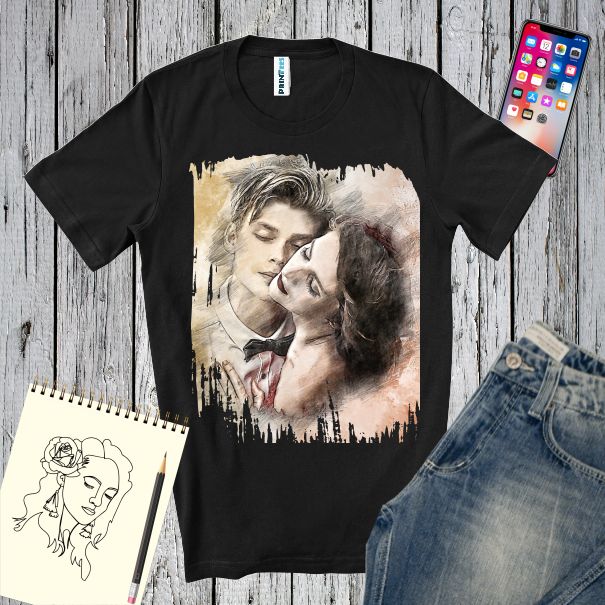Tricouri barbati personalizate cu grafica PORTRETE DE INDRAGOSTITI Tricou barbati PORTRETE DE INDRAGOSTITI