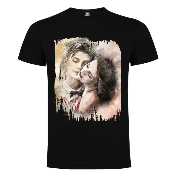 Tricou negru barbati personalizat cu grafica PORTRETE DE INDRAGOSTITI Tricou negru barbati PORTRETE DE INDRAGOSTITI