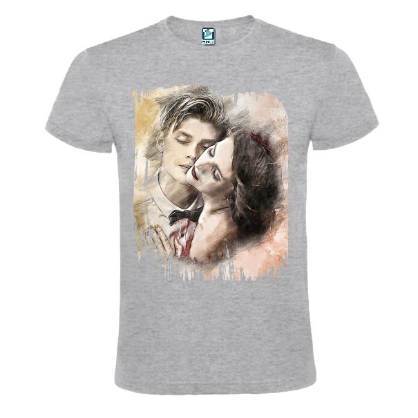 Tricou gri sport barbati personalizat cu grafica PORTRETE DE INDRAGOSTITI Tricou gri sport barbati PORTRETE DE INDRAGOSTITI