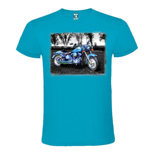 Tricou albastu atol barbati MOTOCICLETA ALBASTRA