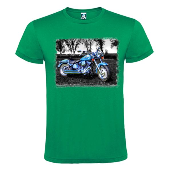 Tricou verde barbati MOTOCICLETA ALBASTRA