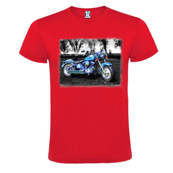 Tricou rosu barbati MOTOCICLETA ALBASTRA