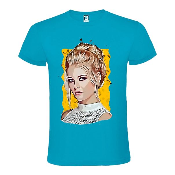 Tricou albastru atol barbati personalizat cu grafica PORTRET DE FEMEIE Tricou albastru atol barbati PORTRET DE FEMEIE