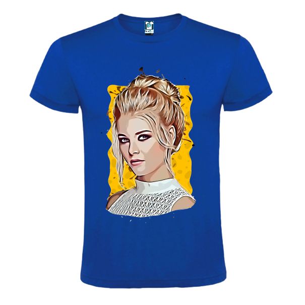 Tricou albastru barbati personalizat cu grafica PORTRET DE FEMEIE Tricou albastru barbati PORTRET DE FEMEIE