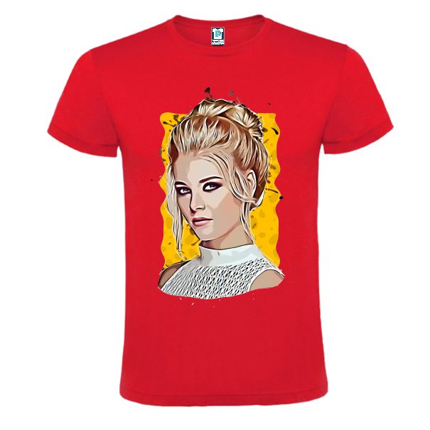 Tricou rosu barbati personalizat cu grafica PORTRET DE FEMEIE Tricou rosu barbati PORTRET DE FEMEIE