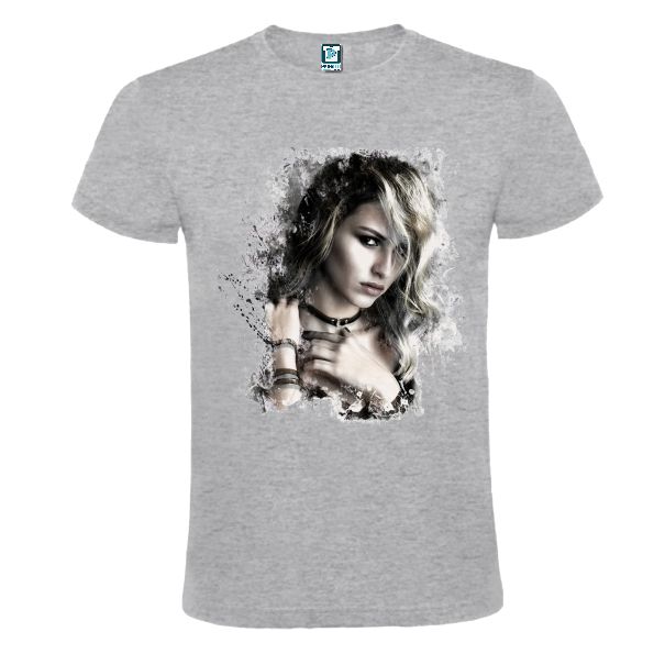 Tricou gri sport barbati personalizat cu grafica FEMEIE MISTERIOASA Tricou gri sport barbati FEMEIE MISTERIOASA