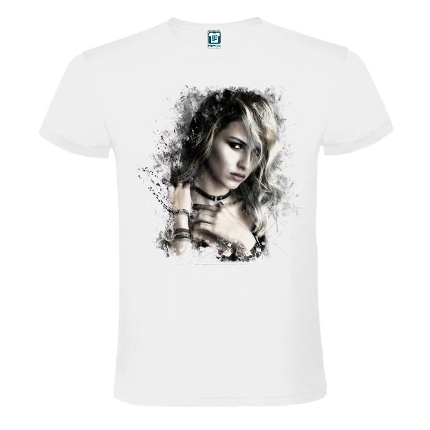 Tricou alb barbati personalizat cu grafica FEMEIE MISTERIOASA Tricou alb barbati FEMEIE MISTERIOASA