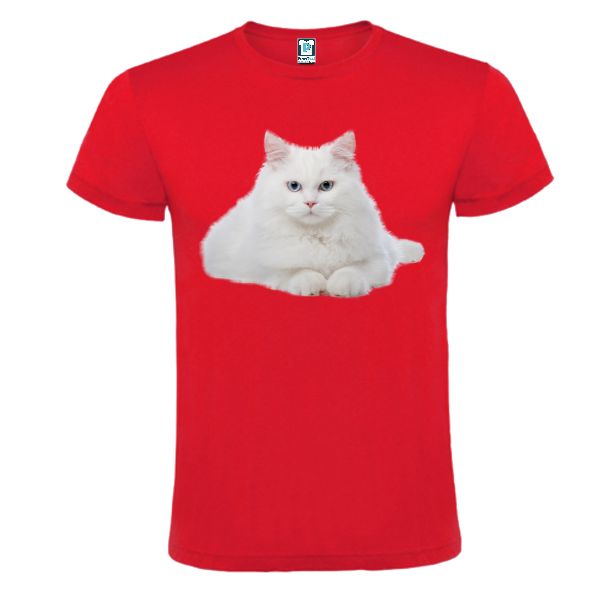 Tricou rosu barbati PISICA ALBA STAND