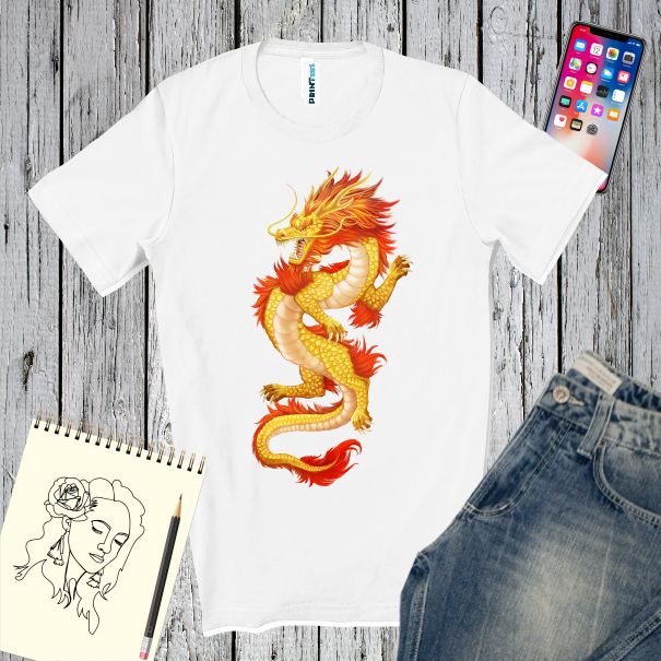 Tricou barbati DRAGONUL CHINEZESC DE FOC