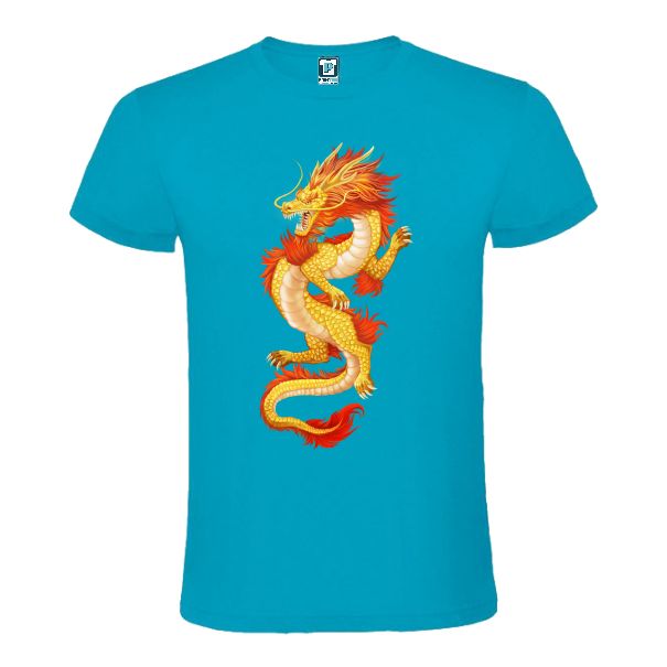 Tricou albastru atol barbati DRAGONUL CHINEZESC DE FOC