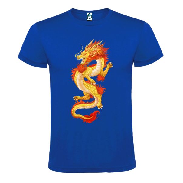 Tricou albastru barbati DRAGONUL CHINEZESC DE FOC
