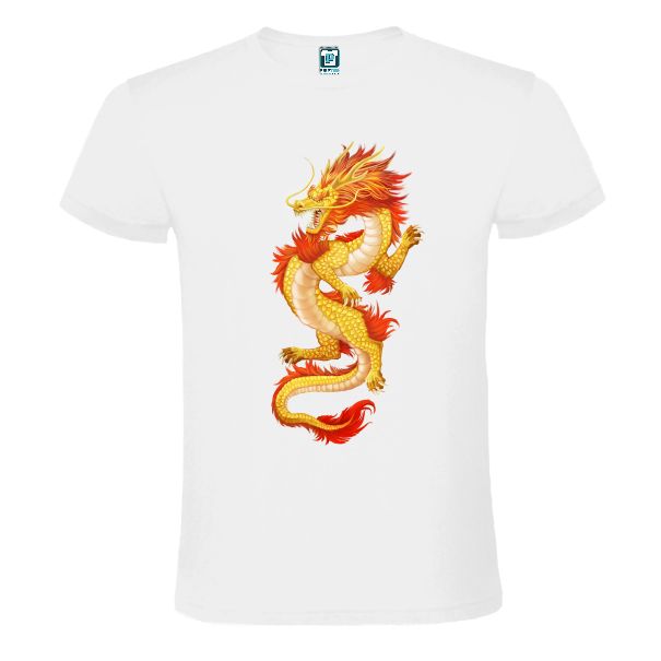 Tricou alb barbati DRAGONUL CHINEZESC DE FOC