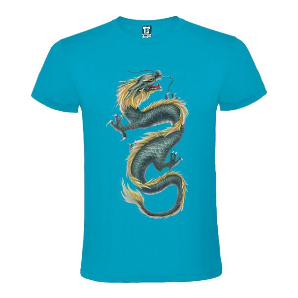 Tricou albastru atol barbati DRAGONUL CHINEZESC DE APA