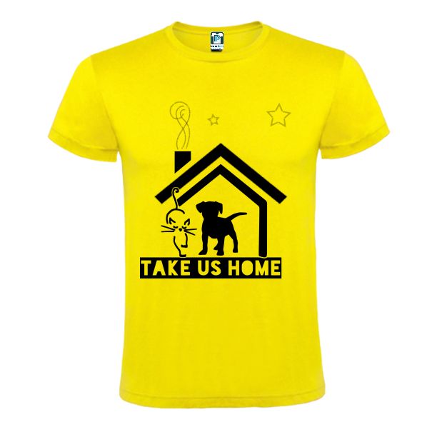 Tricou galben barbati TAKE US HOME