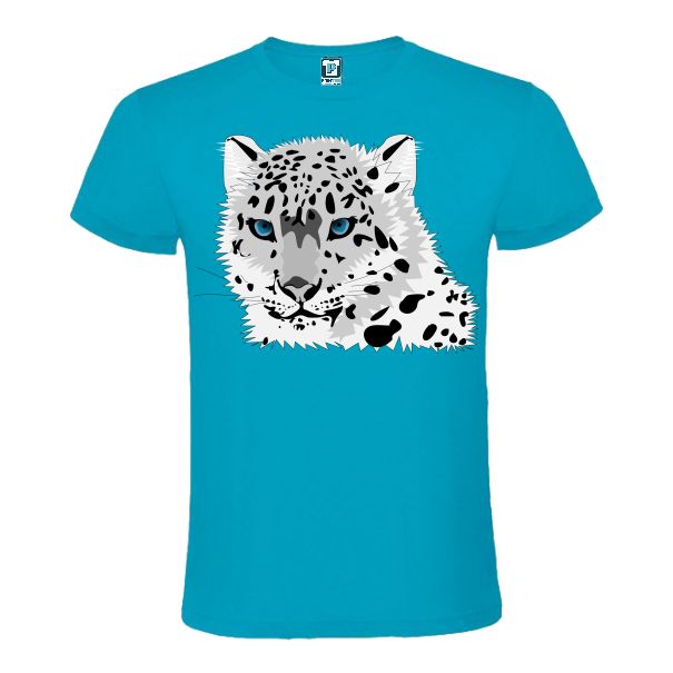 Tricou albastru atol barbati - Leopard Alb