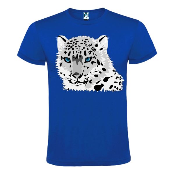 Tricou albastru barbati - Leopard Alb