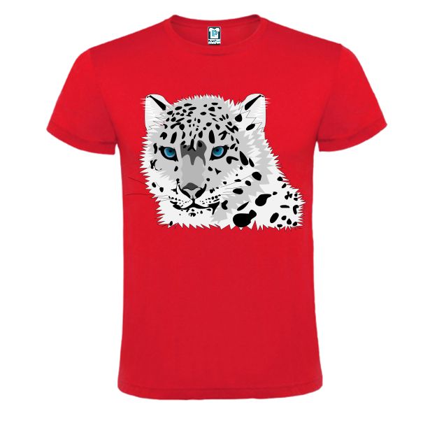 Tricou rosu barbati - Leopard Alb