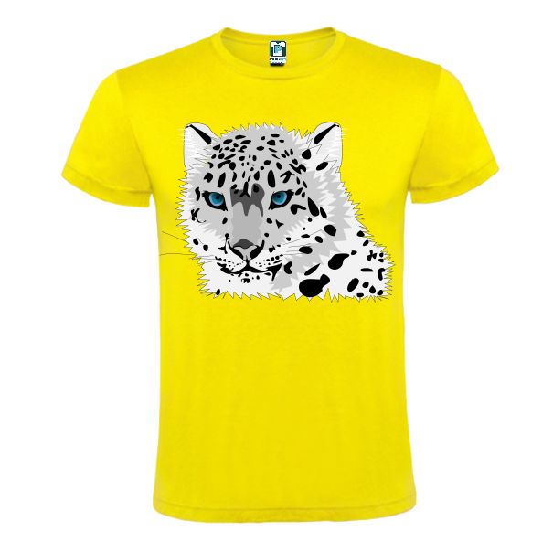 Tricou galben barbati - Leopard Alb