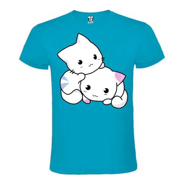 Tricou albastru atol barbati - Couple Kitty