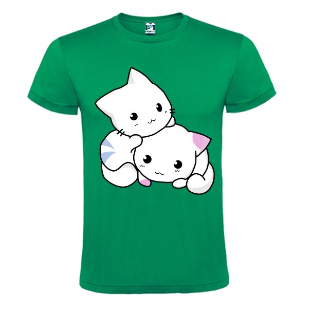 Tricou verde barbati - Couple Kitty