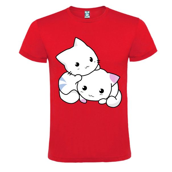 Tricou rosu barbati - Couple Kitty