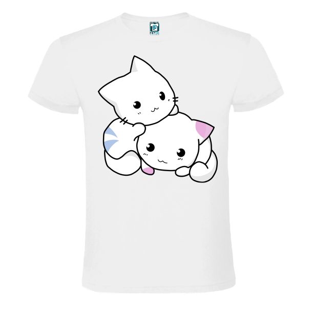 Tricou alb barbati - Couple Kitty