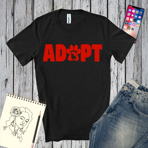 Tricou din bumbac pentru bărbați Adopt pentru cei care militează pentru salvarea animăluțelor abandonate. Tricou bărbați Adopt
