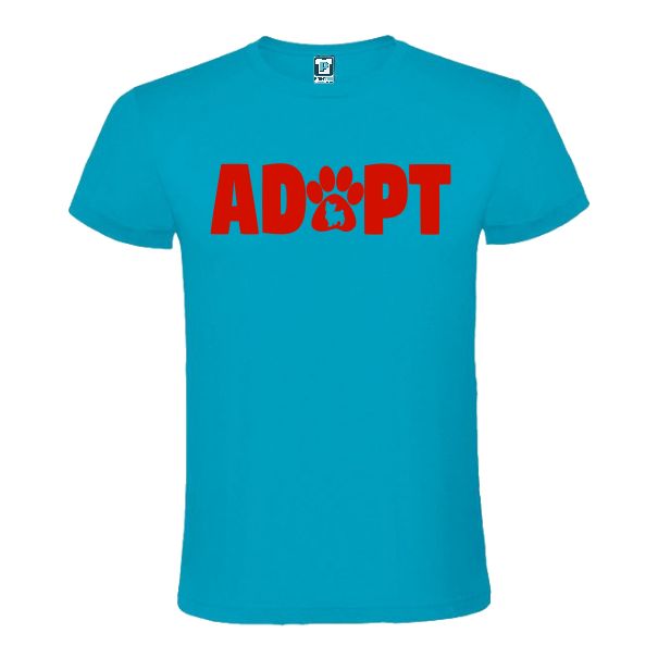 Tricou albastru ato din bumbac pentru bărbați Adopt pentru cei care militează pentru salvarea animăluțelor abandonate. Tricou albastru atol bărbați Adopt