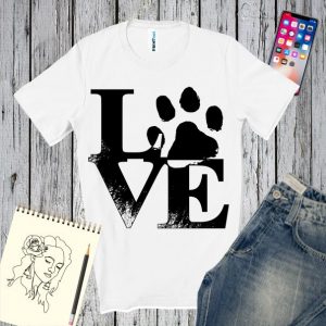 Tricou imprimat cu o lăbuță de animal combinată cu tectul love
