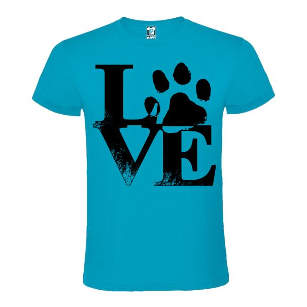 Tricou albastru imprimat cu o lăbuță de animal combinată cu tectul love