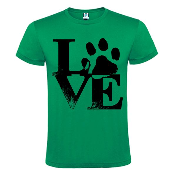 Tricou verde imprimat cu o lăbuță de animal combinată cu tectul love