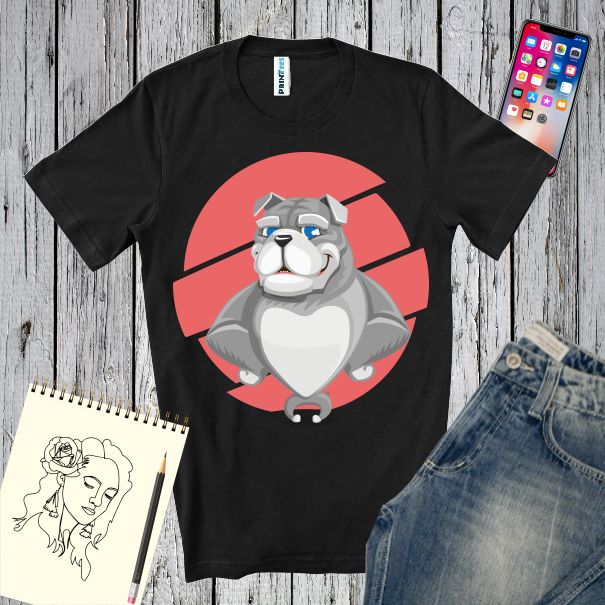Tricou cu desen bulldog
