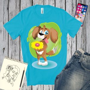 Tricou imprimat cu desen cu un Cățel fericit