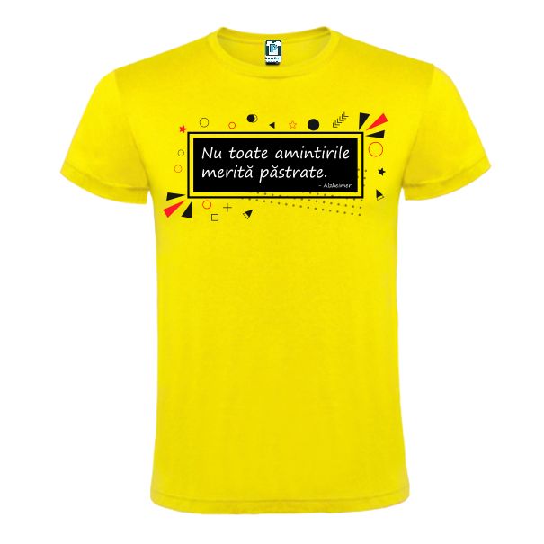 Tricou galben cu grafică și text Nu toate amintirile merită păstrate - Azheimerl