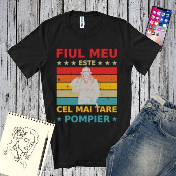 Tricou bărbați - Fiul meu este cel mai tare pompier