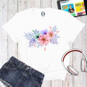Tricou damă - Flori efect de acuarelă