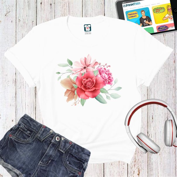 Tricou damă - Buchet cu trandafir