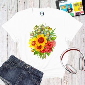 Tricou damă - Buchet cu floarea soarelui