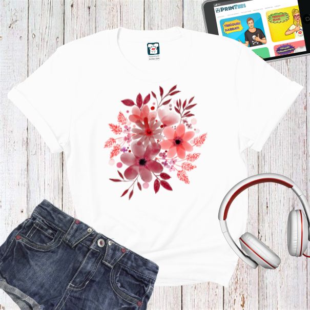 Tricou damă - Flori Roșii