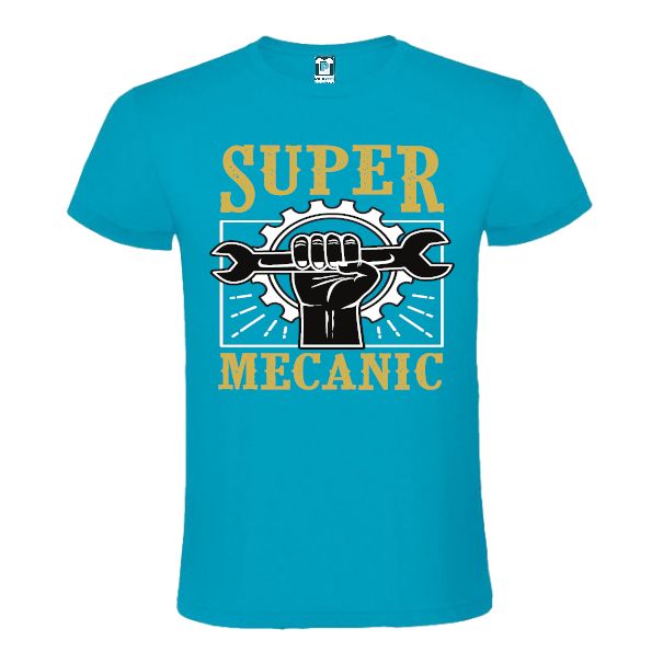 Tricou bărbați - Super mecanic - Albastru atol