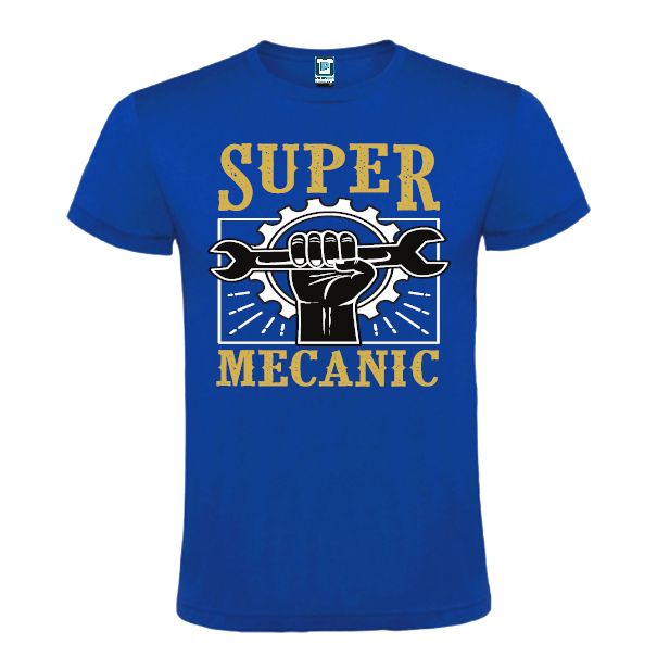 Tricou bărbați - Super mecanic - Albastru