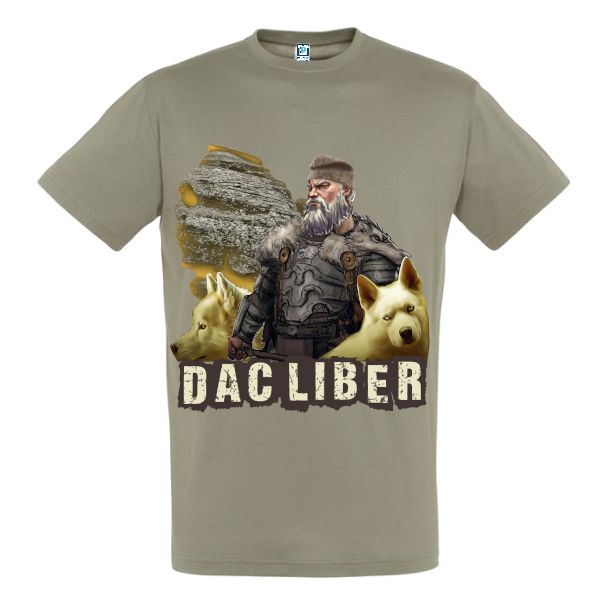Tricou bărbați - Războinic dac la Sfinx - Verde militar