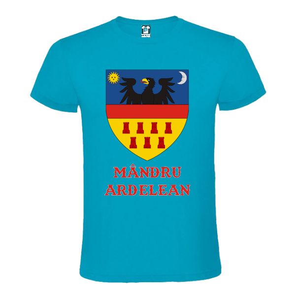 Tricou bărbați - Stema Transilvaniei - Albastru atol