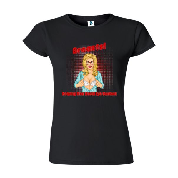 Tricou damă - Breasts Helping Men - Negru