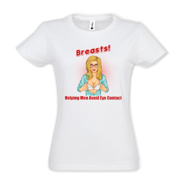 Tricou damă - Breasts Helping Men - Alb