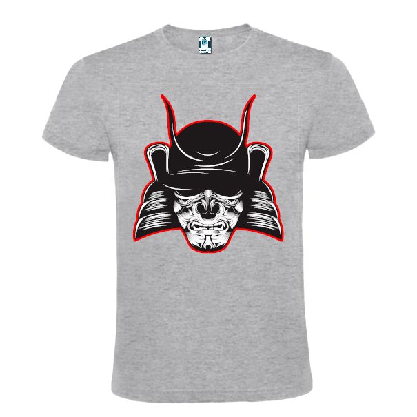 Tricou regular din bumbac pentru bărbați imprimat cu imaginea stilizată a unui războinic samurai cu armura neagră. Tricou bărbați - Samurai cu armura neagră