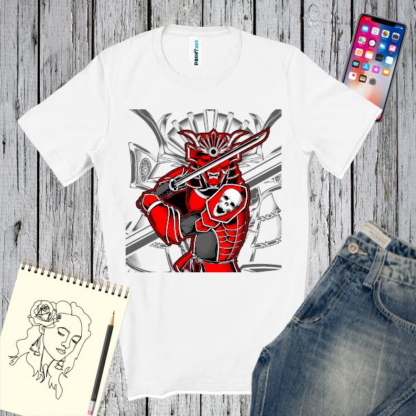 Tricou bărbați - Samurai armură roșie