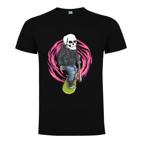 Tricou bărbați - Schelet Gangster pe Skateboard - Negru